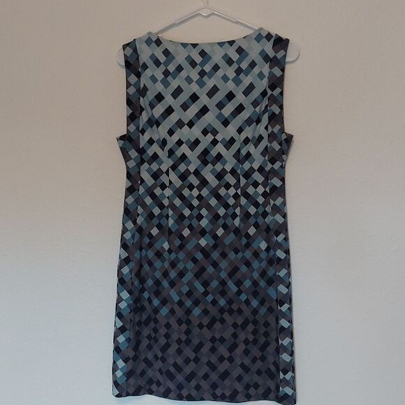 Blue Grey Block Patterned Cowl Neck Sleeveless Dress Size XS - Picture 3 of 3